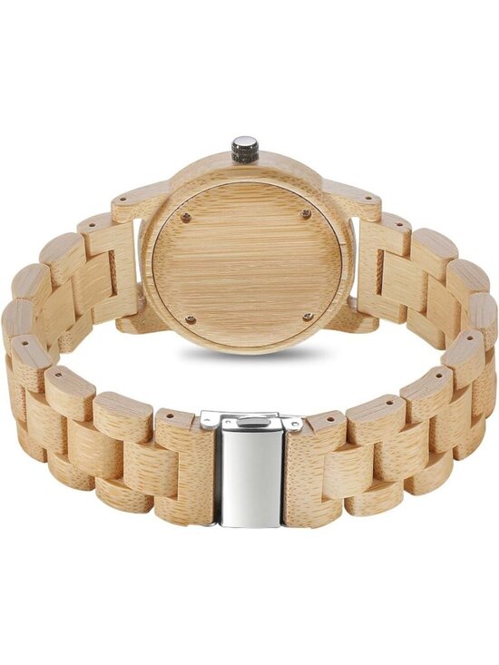 Unisex Bamboo Uwood Series 40 mm Natural Handmade Wood Adjustable Band Watch
